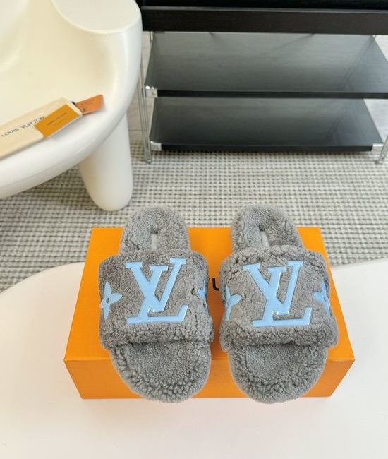 Louis Vuitton LV Cozy Genuine Wool Lined Casual Slip On Slippers