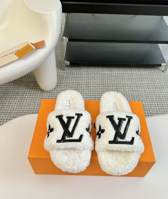 Louis Vuitton LV Cozy Genuine Wool Lined Casual Slip On Slippers