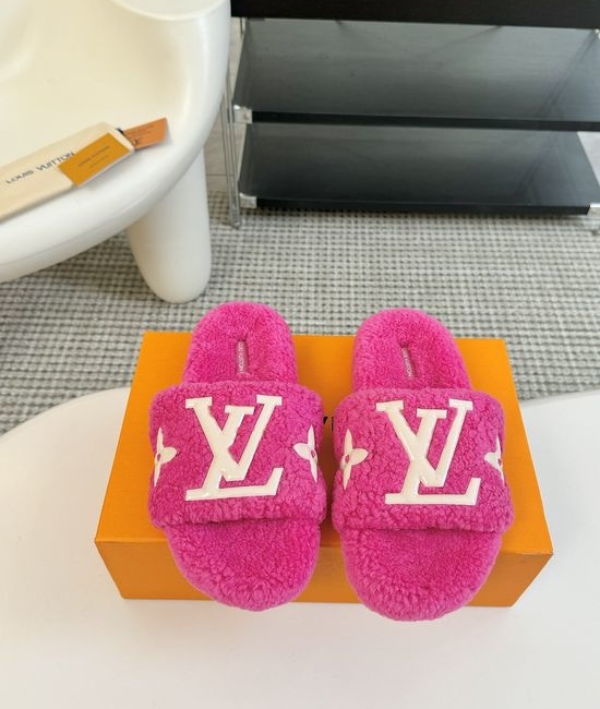 Louis Vuitton LV Cozy Genuine Wool Lined Casual Slip On Slippers