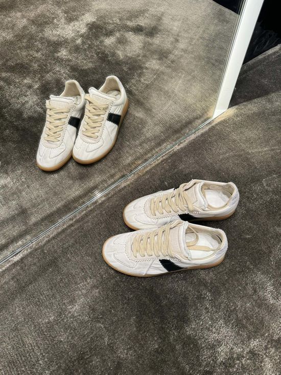 Maison Margiela Distressed Retro Training Shoes Canvas Leather Casual Footwear