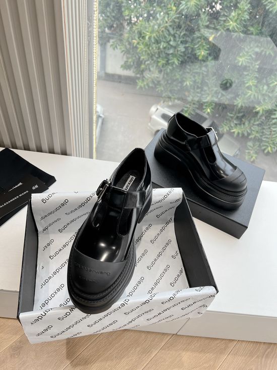 Alexander Wang Patent Leather Platform Loafers With Metal Logo