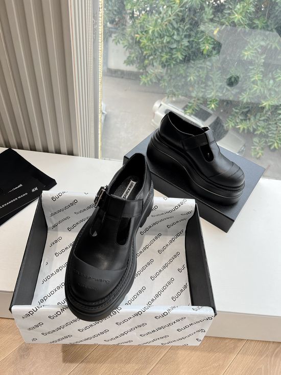 Alexander Wang Patent Leather Platform Loafers With Metal Logo