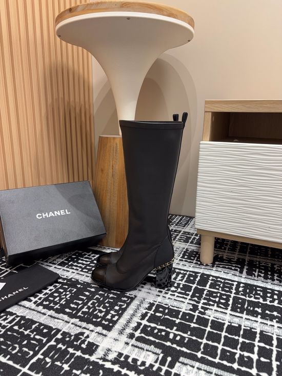 Chanel Chain Decor High Heel Ankle Knee High Boots