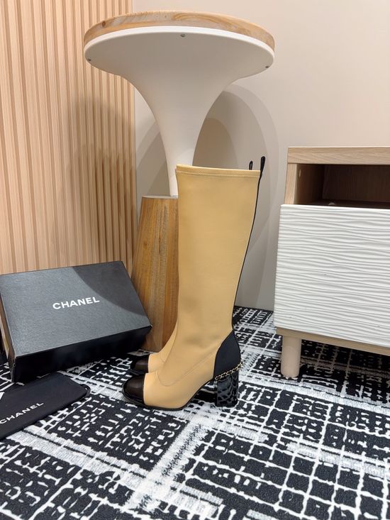Chanel Chain Decor High Heel Ankle Knee High Boots