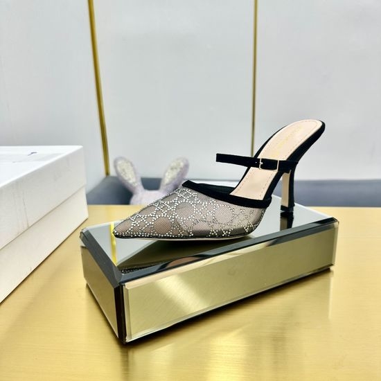 Christian Dior CD Sparkling Crystal-Embellished Mule Slippers