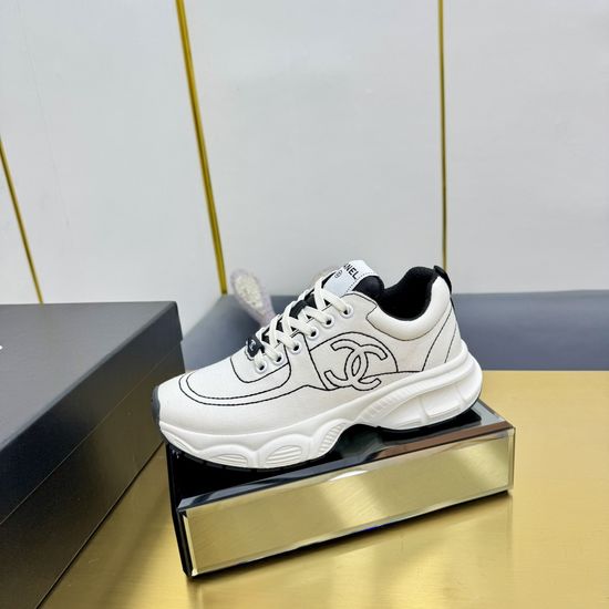 Chanel Embroidered Leather Casual Versatile Comfortable Sports Sneakers