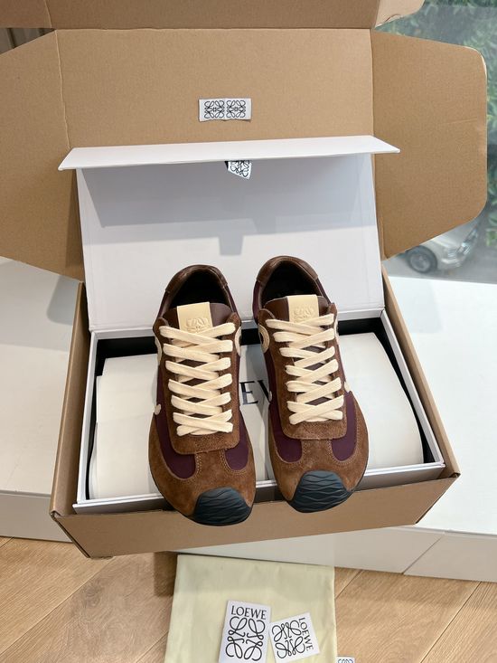 Loewe Minimalist Stitched Suede Leather Casual Comfort Sneakers