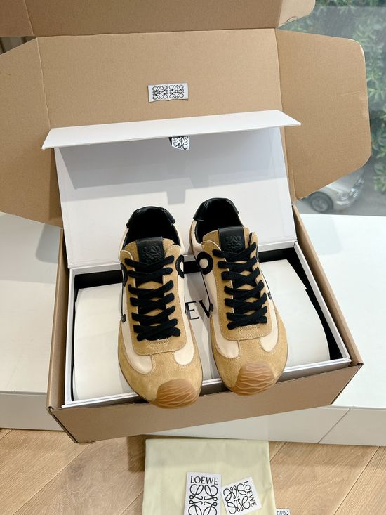 Loewe Minimalist Stitched Suede Leather Casual Comfort Sneakers