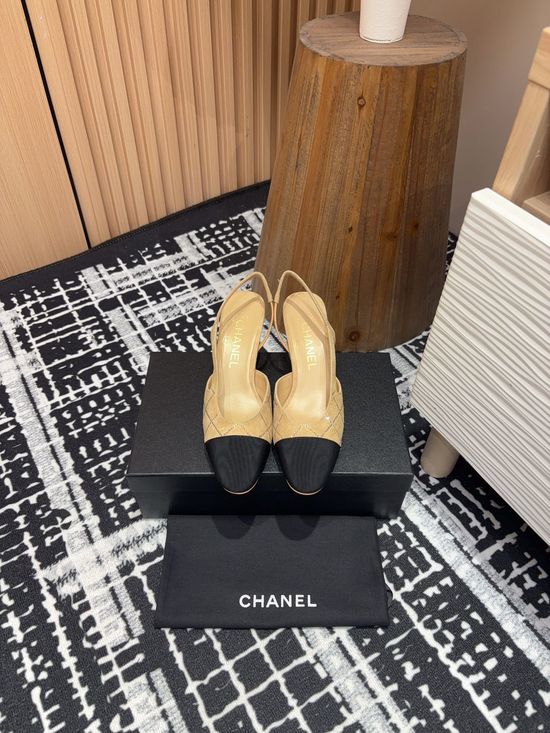 Chanel Rhinestone Suede Slingback Sandals with Leather Sole