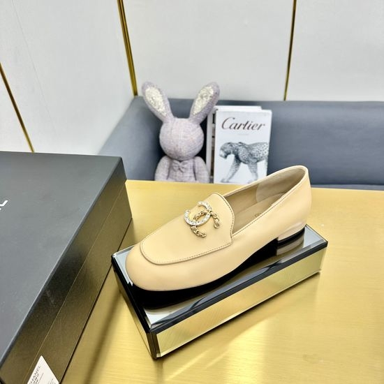 Chanel Vintage Style Round Toe Leather Loafer Shoes