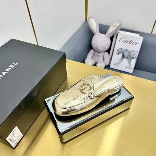 Chanel Vintage Style Round Toe Leather Loafer Flats