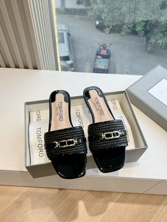 Tom Ford Woven Fabric Upper Round Toe Comfort Casual Slides