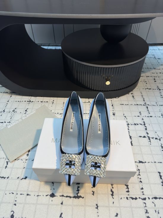 Manolo Blahnik Calfskin Suede High Heel And Flat Shoes