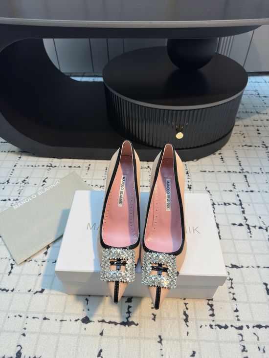 Manolo Blahnik Calfskin Suede High Heel And Flat Shoes