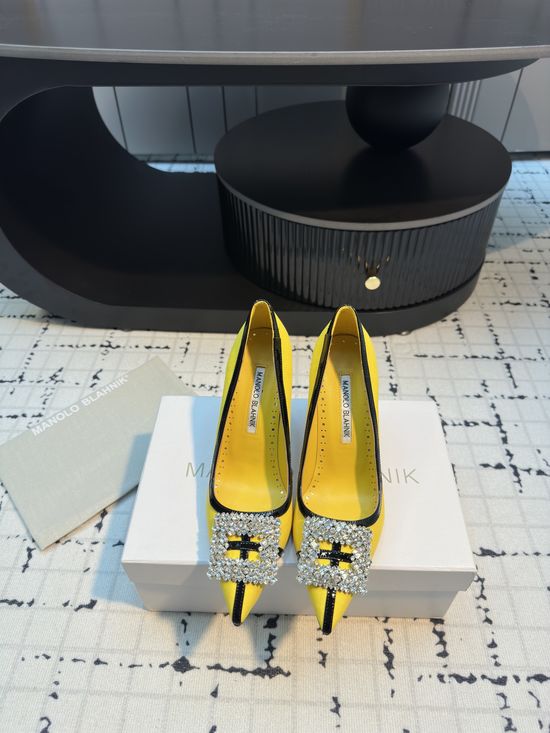 Manolo Blahnik Calfskin Suede High Heel And Flat Shoes