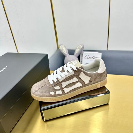 Ami Premium Leather Fashion Pattern Decor Skate Sneakers
