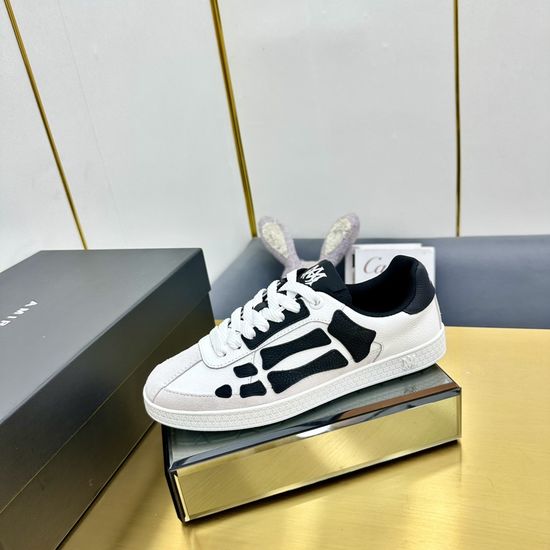 Ami Premium Leather Fashion Pattern Decor Skate Sneakers
