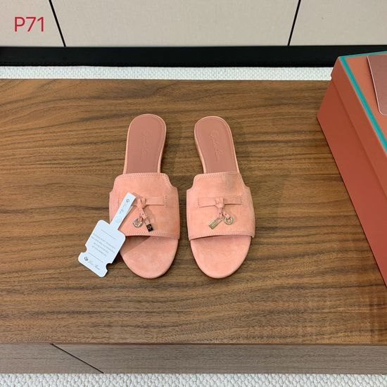 Loro Piana Suede Flat Slides With Decorative Charm Strap