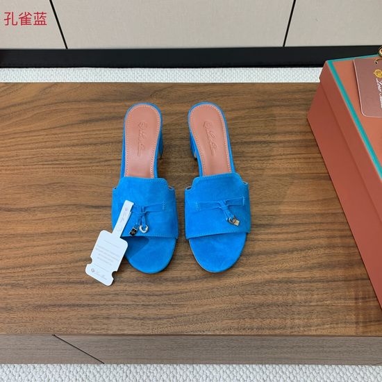 Loro Piana Suede Flat Slides With Decorative Charm Strap