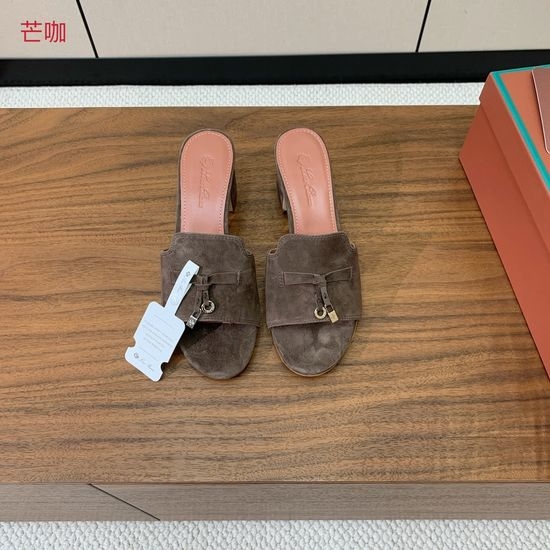 Loro Piana Suede Flat Slides With Decorative Charm Strap