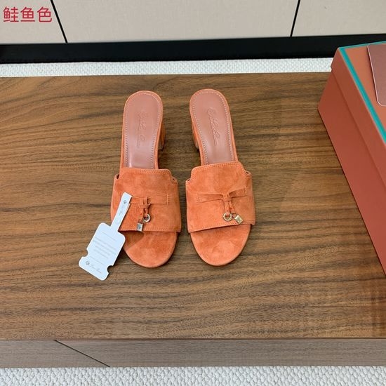 Loro Piana Suede Flat Slides With Decorative Charm Strap