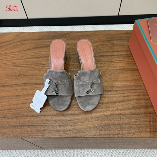 Loro Piana Suede Flat Slides With Decorative Charm Strap