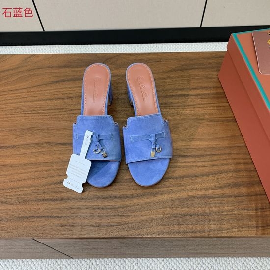 Loro Piana Suede Flat Slides With Decorative Charm Strap