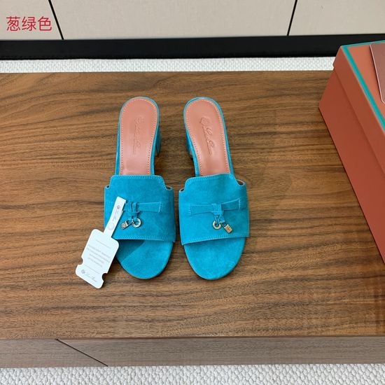 Loro Piana Suede Flat Slides With Decorative Charm Strap
