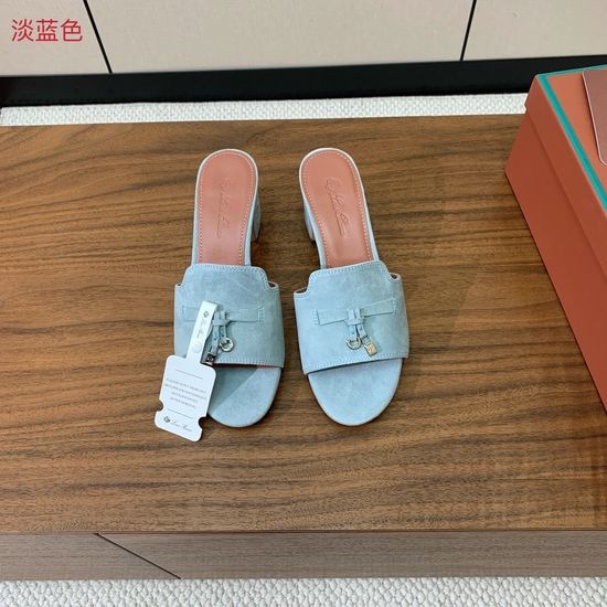 Loro Piana Suede Flat Slides With Decorative Charm Strap