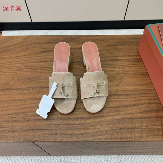 Loro Piana Suede Flat Slides With Decorative Charm Strap