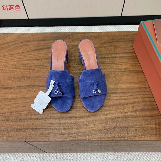 Loro Piana Suede Flat Slides With Decorative Charm Strap