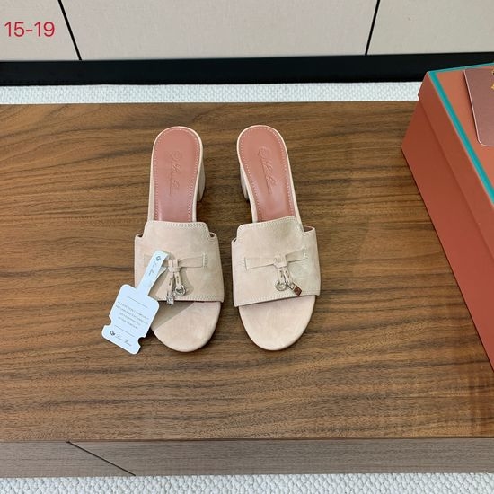 Loro Piana Suede Flat Slides With Decorative Charm Strap