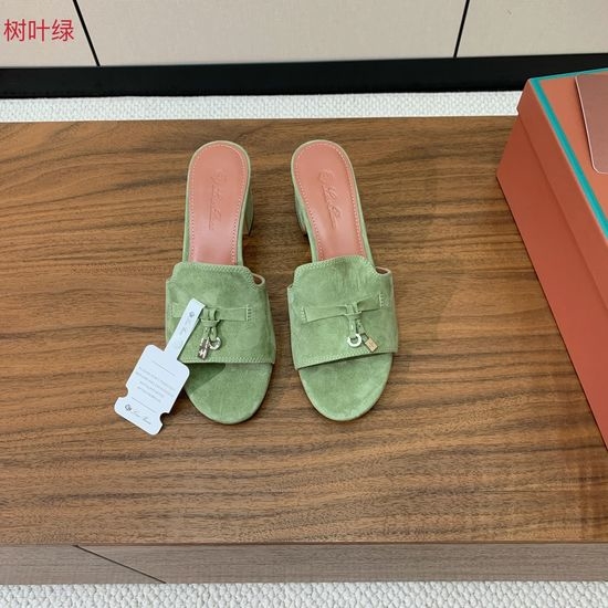 Loro Piana Suede Flat Slides With Decorative Charm Strap