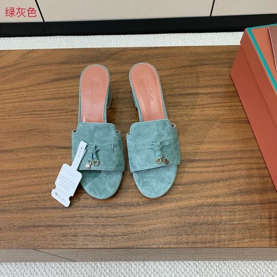 Loro Piana Suede Flat Slides With Decorative Charm Strap