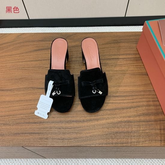Loro Piana Suede Flat Slides With Decorative Charm Strap