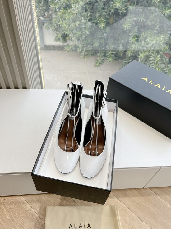 Alaia Sexy Peep Toe Patent Leather High Heel Pumps
