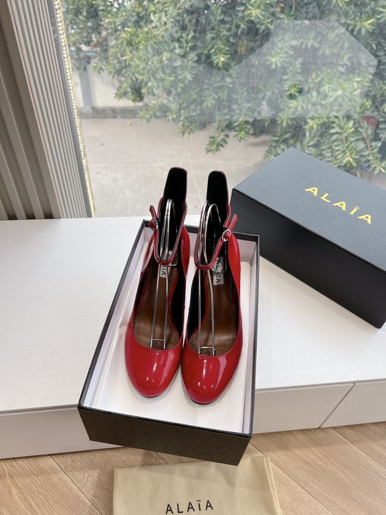 Alaia Sexy Peep Toe Patent Leather High Heel Pumps