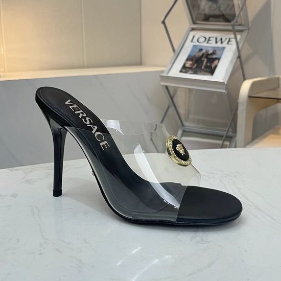 Versace Clear TPU Stiletto Heel Slide Sandals