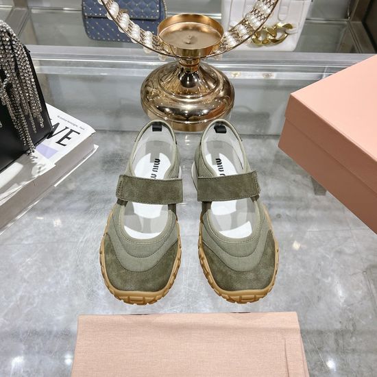 Miu Miu Bold Retro Thick-Soled Canvas Sneakers with Logo