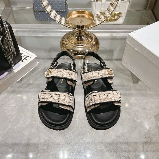 Christian Dior Magic Tape Strap Flat Comfortable Casual Slide Sandals