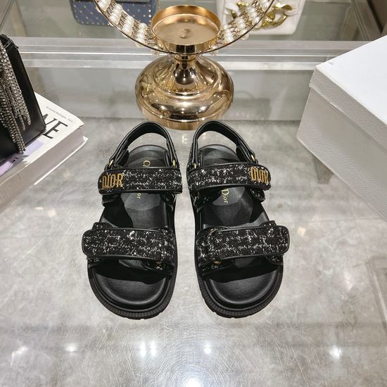 Christian Dior Magic Tape Strap Flat Comfortable Casual Slide Sandals
