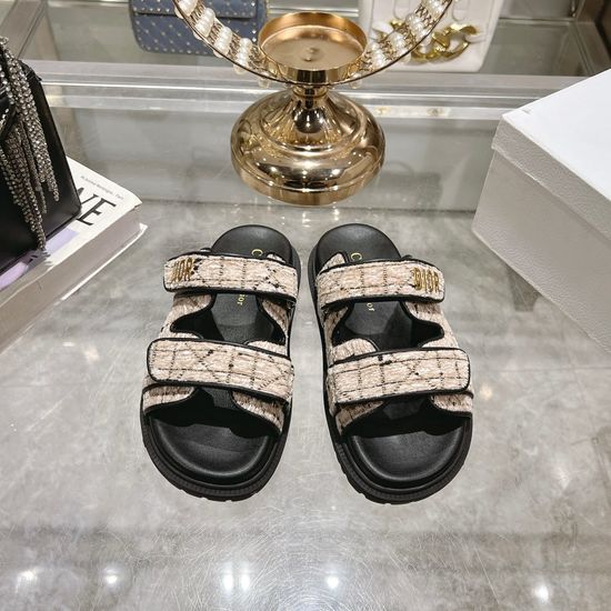 Christian Dior Magic Tape Strap Flat Comfortable Casual Slide Sandals