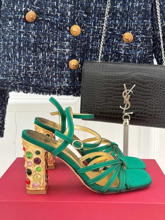 Valentino Rhinestone High Heel Sandals Elegant Summer Dress Shoes