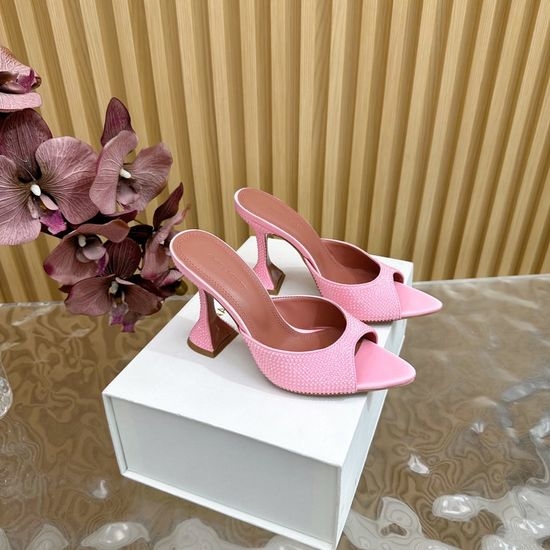 Amina Muaddi Rhinestone Embellished Elegant High Heel Shoes