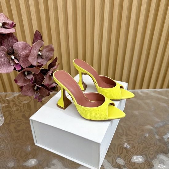Amina Muaddi Rhinestone Embellished Elegant High Heel Shoes