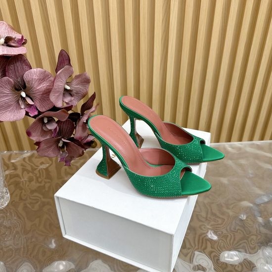Amina Muaddi Rhinestone Embellished Elegant High Heel Shoes
