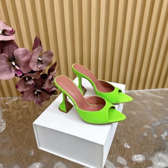 Amina Muaddi Rhinestone Embellished Elegant High Heel Shoes