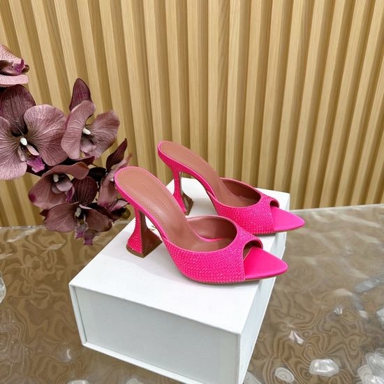 Amina Muaddi Rhinestone Embellished Elegant High Heel Shoes