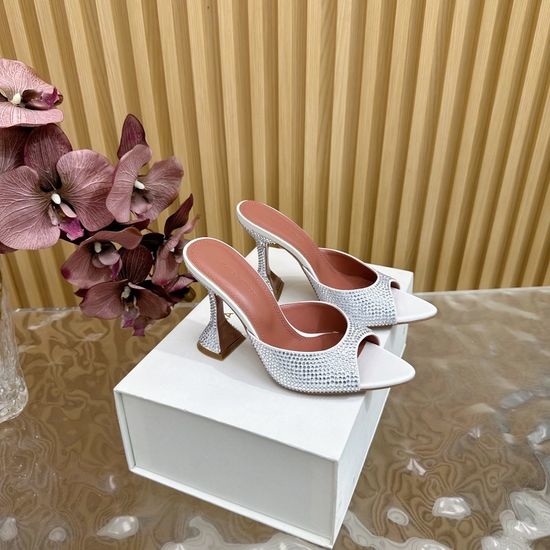 Amina Muaddi Rhinestone Embellished Elegant High Heel Shoes