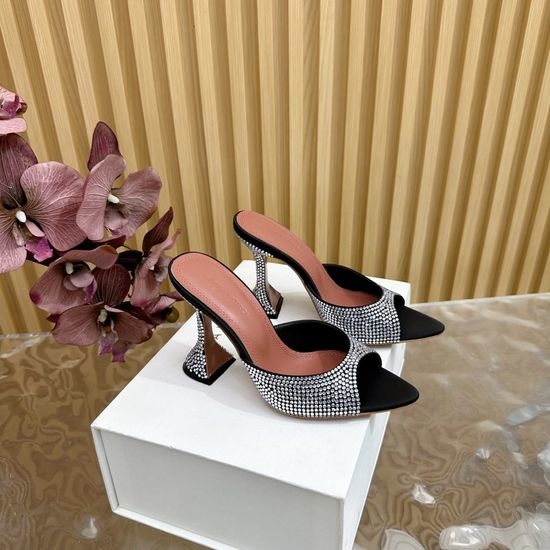 Amina Muaddi Rhinestone Embellished Elegant High Heel Shoes